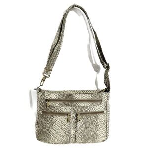 Travelon RFID Anti-Theft Crossbody Bag Snakeskin Print Convertible Bag Beige